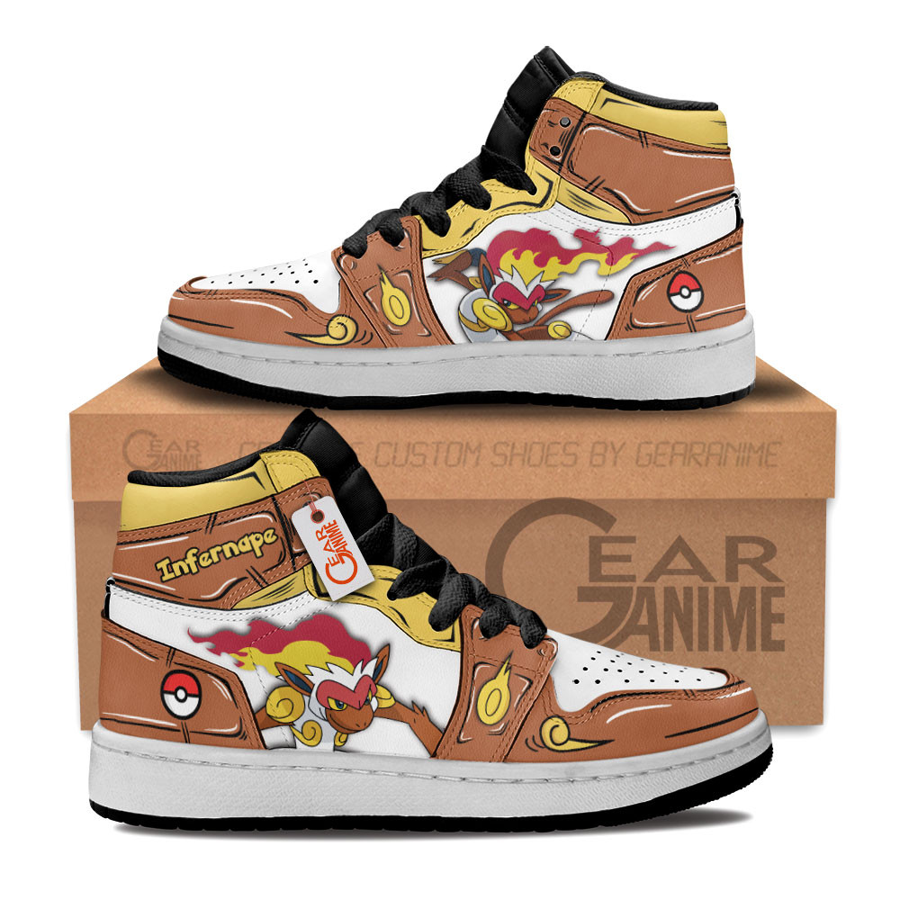 Infernape Custom Anime Kids High-Top Leather Sneakers Personalized