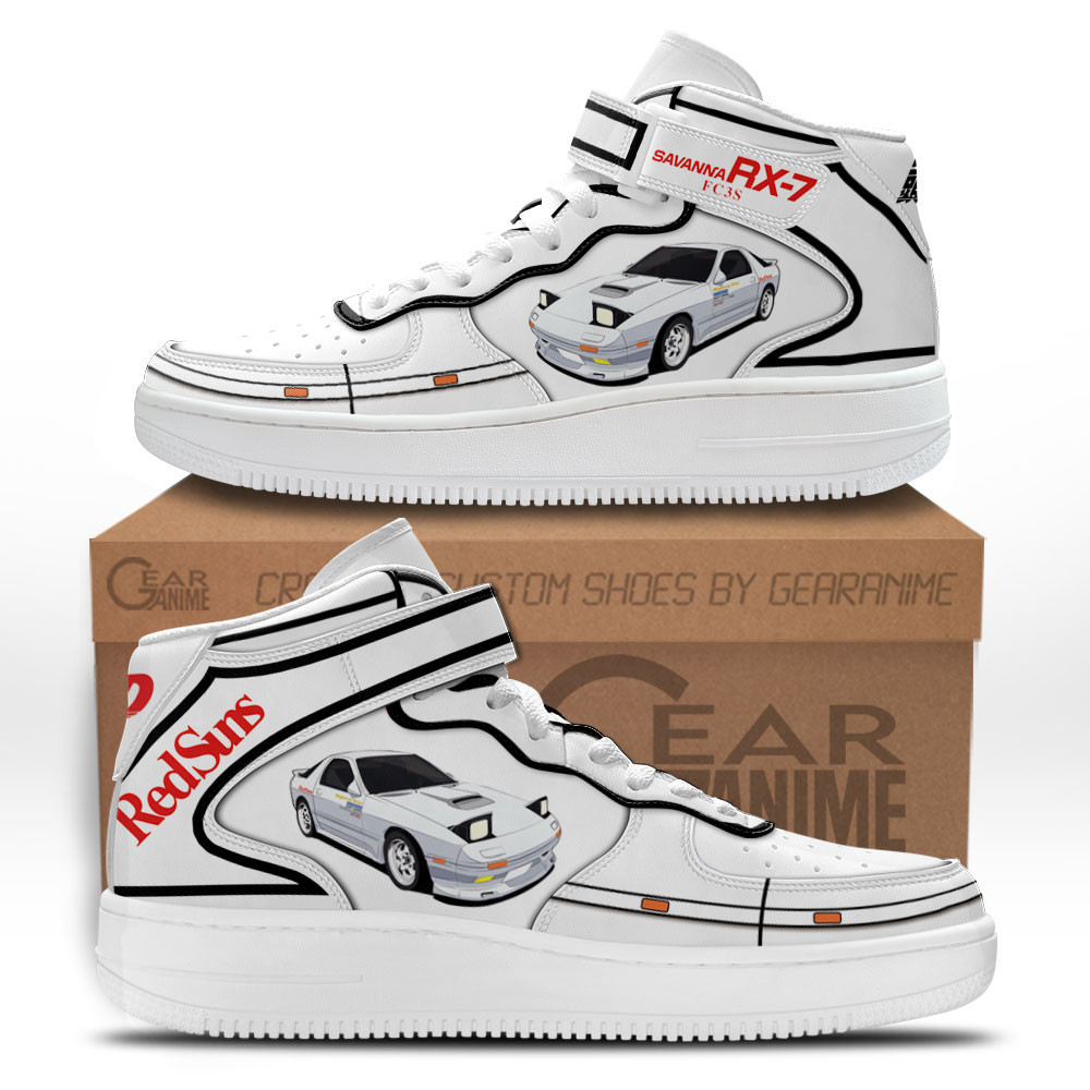 Initial Savanna RX-7 Custom Anime Mid-Top Leather Sneakers