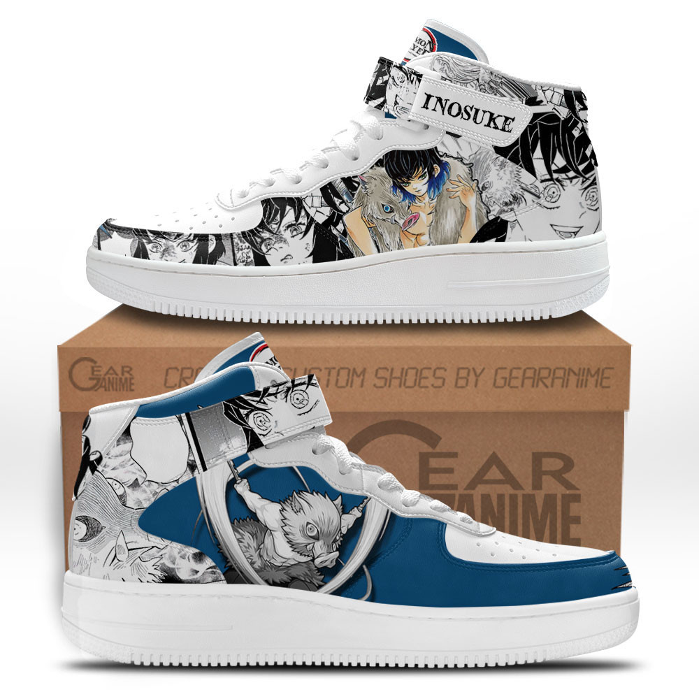Inosuke Custom Anime Mid-Top Leather Sneakers