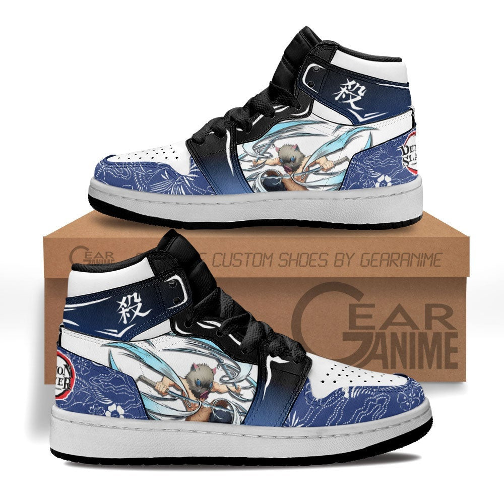 Inosuke Hashibira Custom Anime Kids High-Top Leather Sneakers
