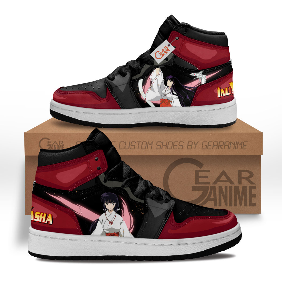 InuYasha Kikyo Custom Anime Kids High-Top Leather Sneakers