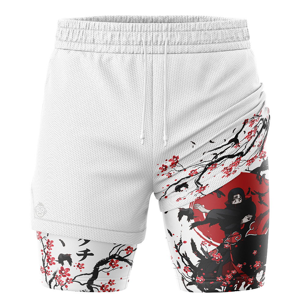 Itachi Uchiha V3 Cherry Blossom Shippuden 2-in-1 Performance Shorts