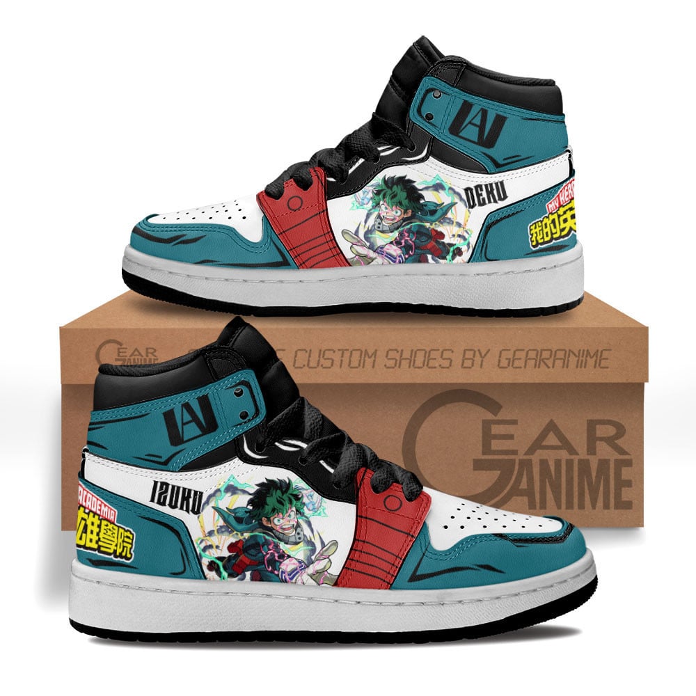 Izuku Midoriya Custom Anime Kids High-Top Leather Sneakers