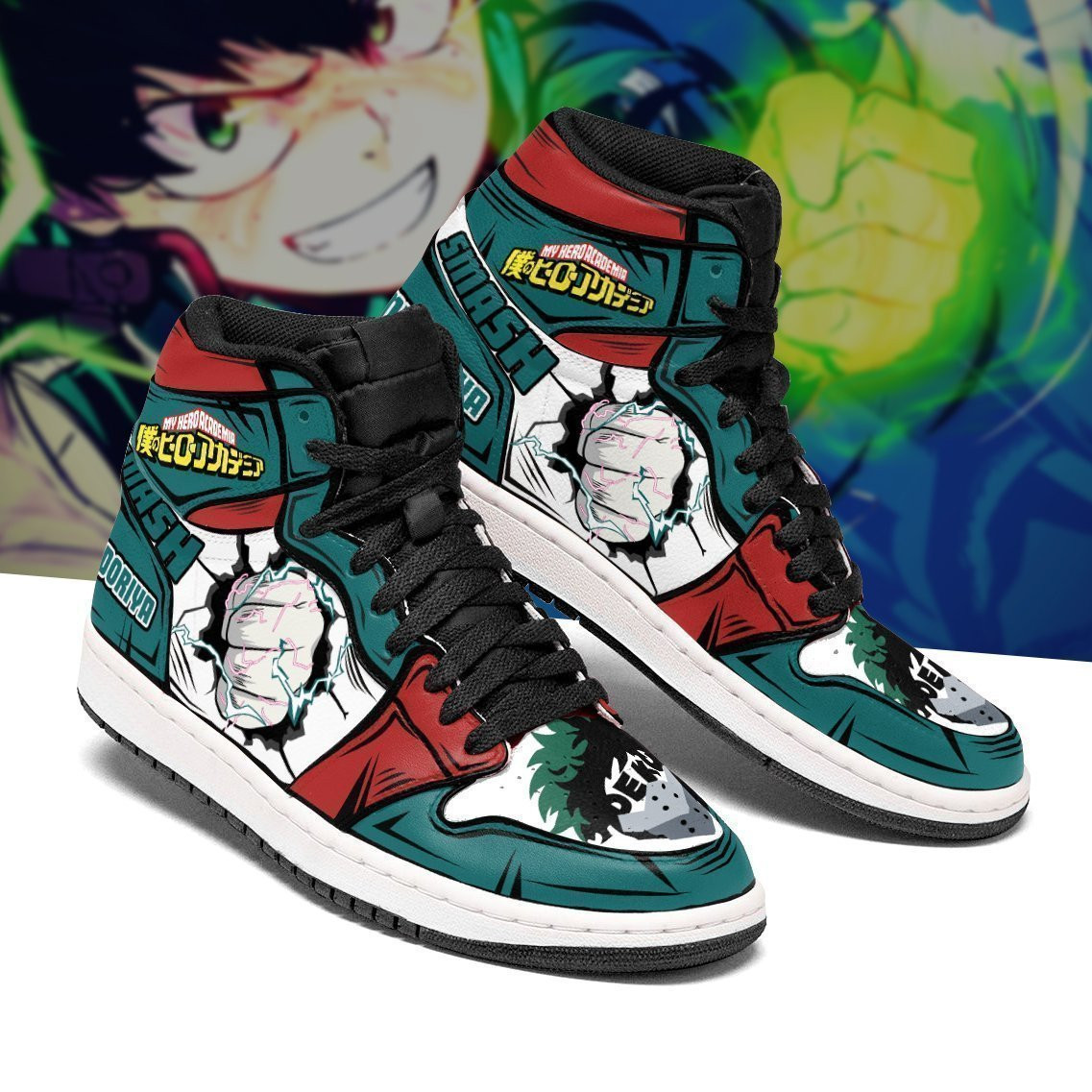 Izuku Midoriya Smash Custom Anime High-Top Leather Sneakers