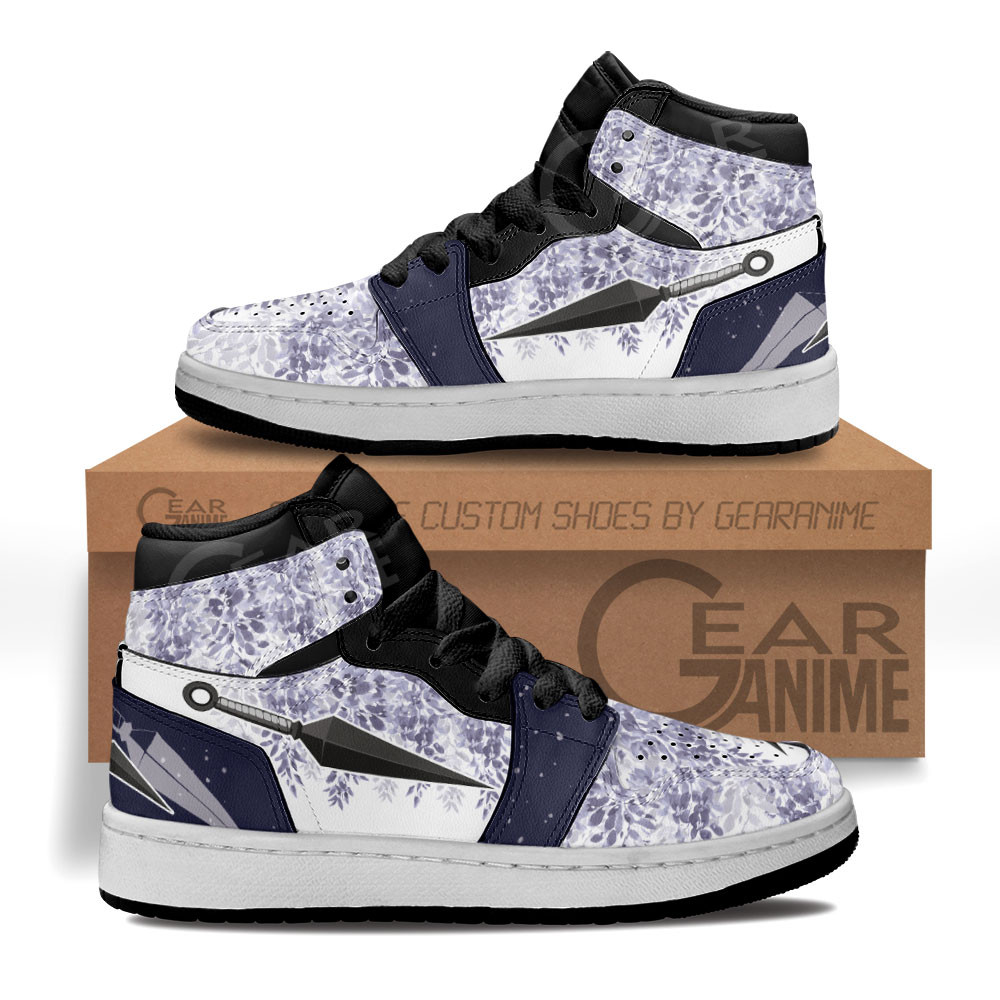 Japanese Wisteria Kunai Custom Anime Kids High-Top Leather Sneakers MV1906