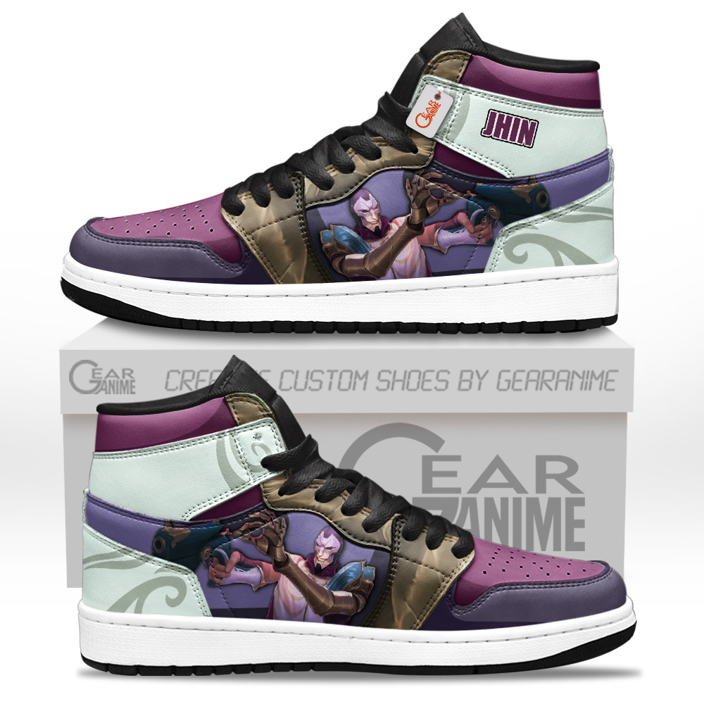 Jhin Custom Gaming High-Top Leather Sneakers Game LoL Esport Custom Name