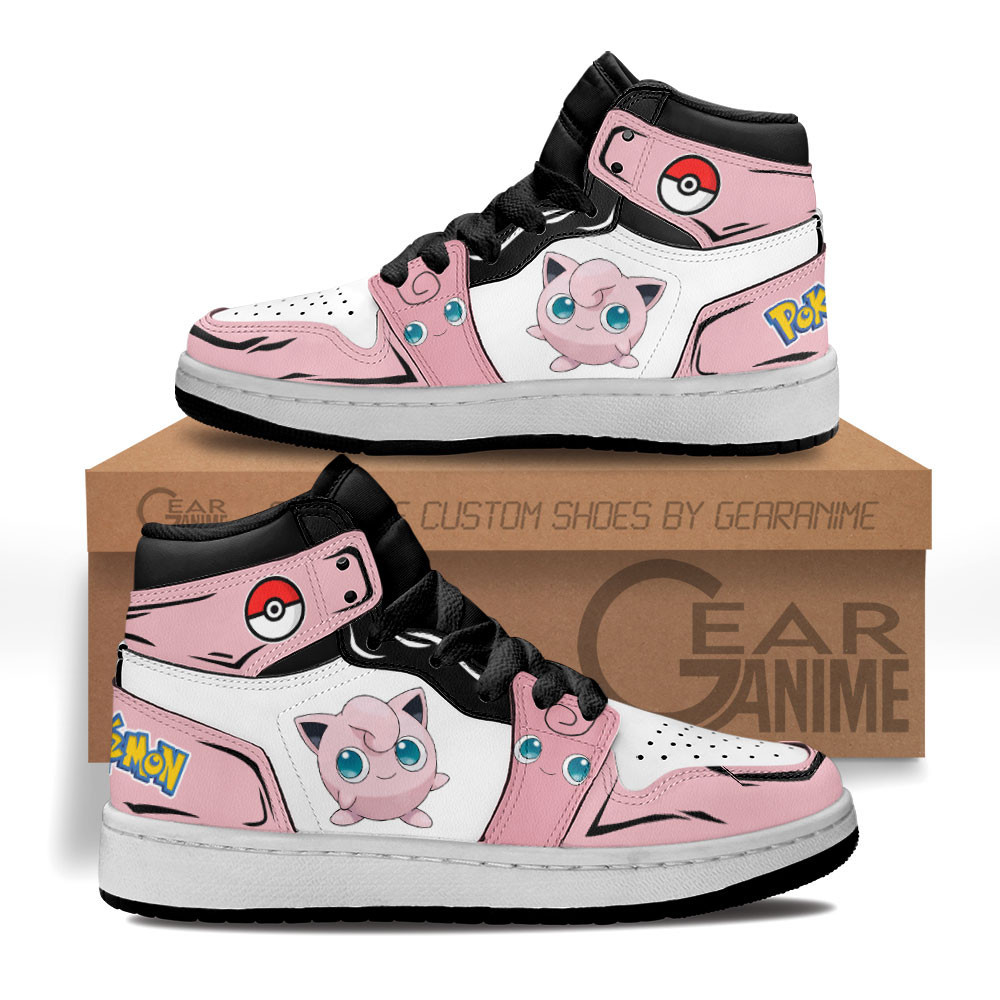 Jigglypuff Custom Anime Kids High-Top Leather Sneakers
