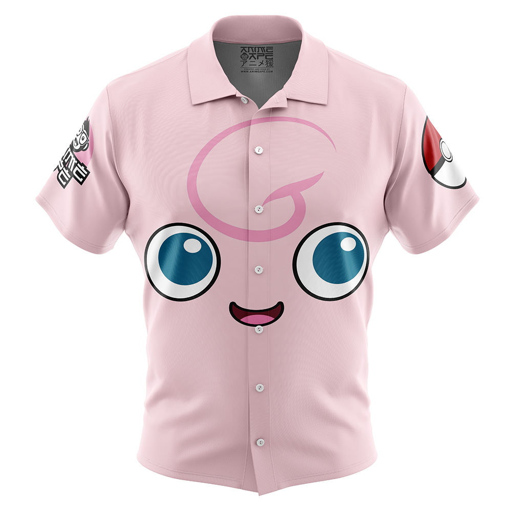 Jigglypuff Face Pokemon Button Up Hawaiian Shirt