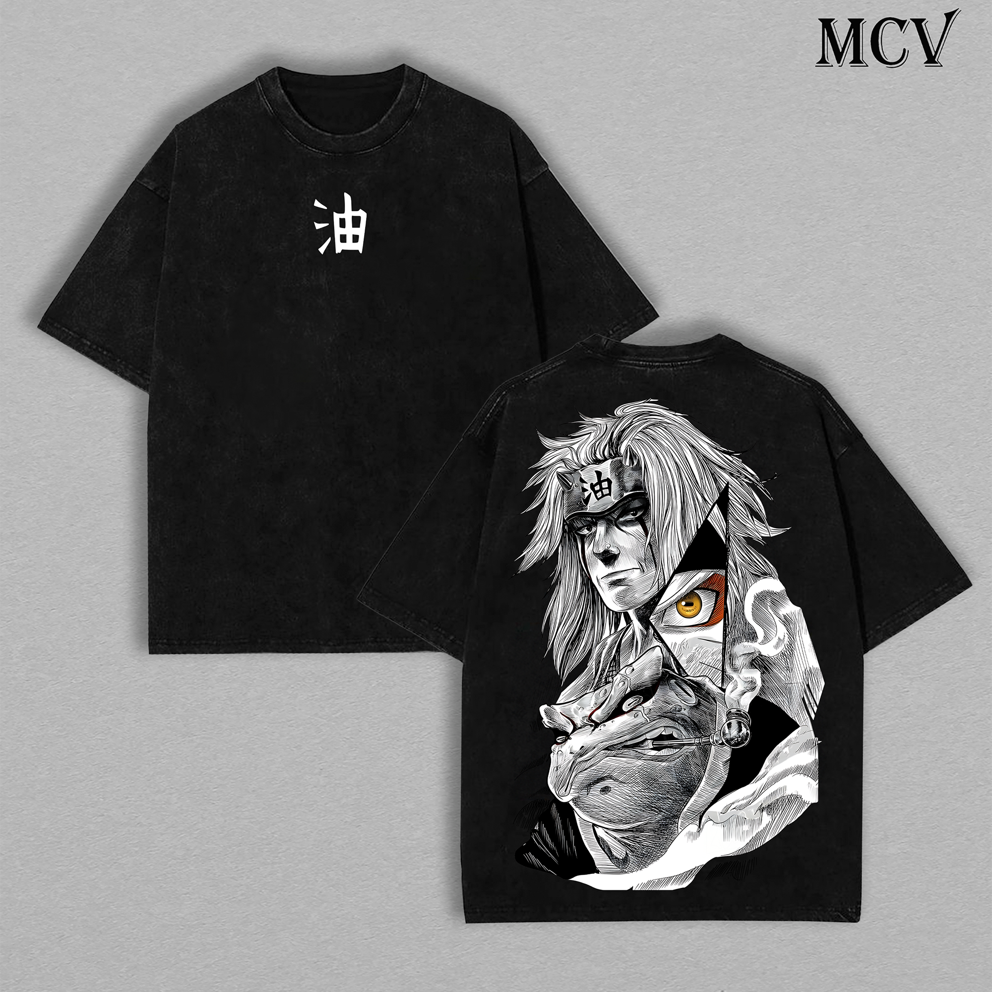 Jiraiya Ver.1 - Naruto Anime Double Printed Vintage Washed Tee
