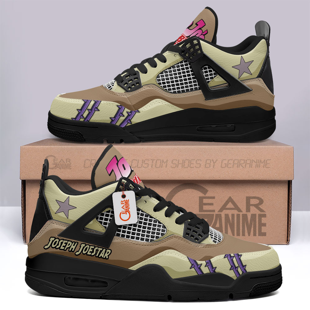 Joseph Joestar Old Retro 4 Leather Sneakers Custom Name