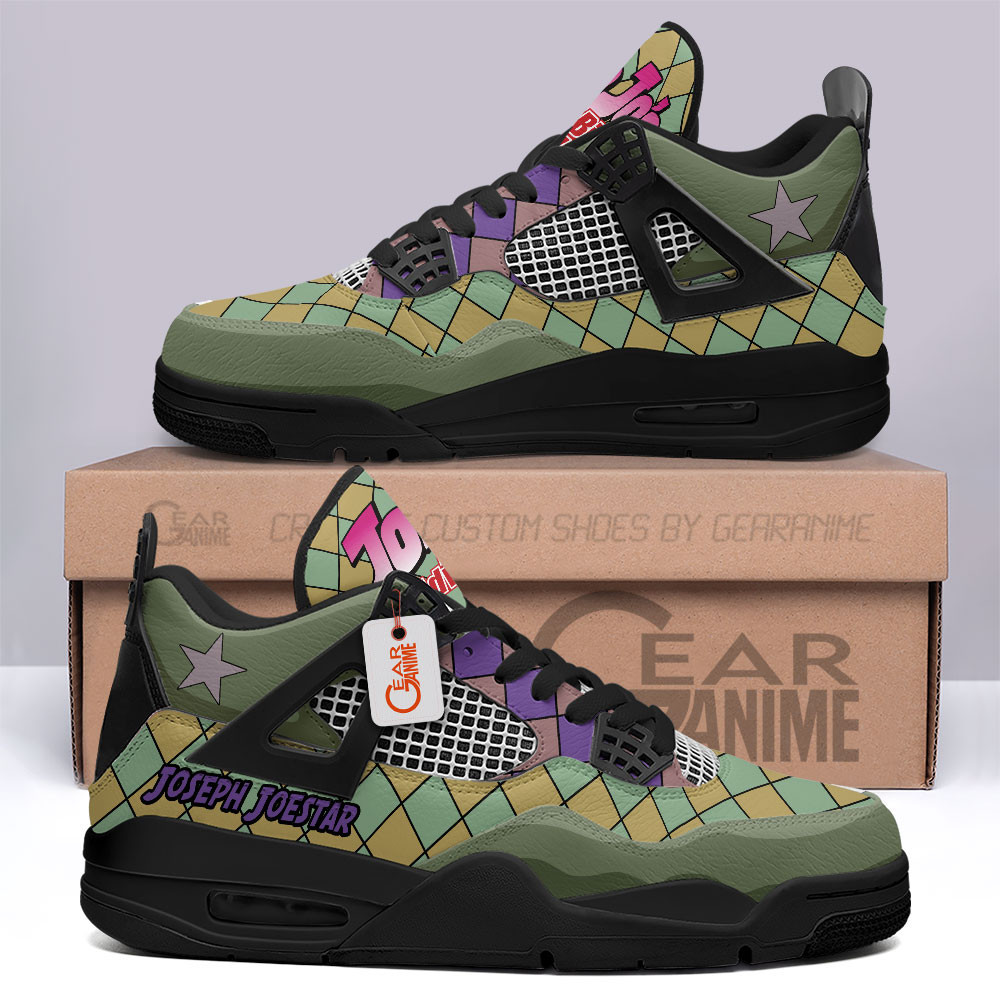 Joseph Joestar Retro 4 Leather Sneakers Custom Name