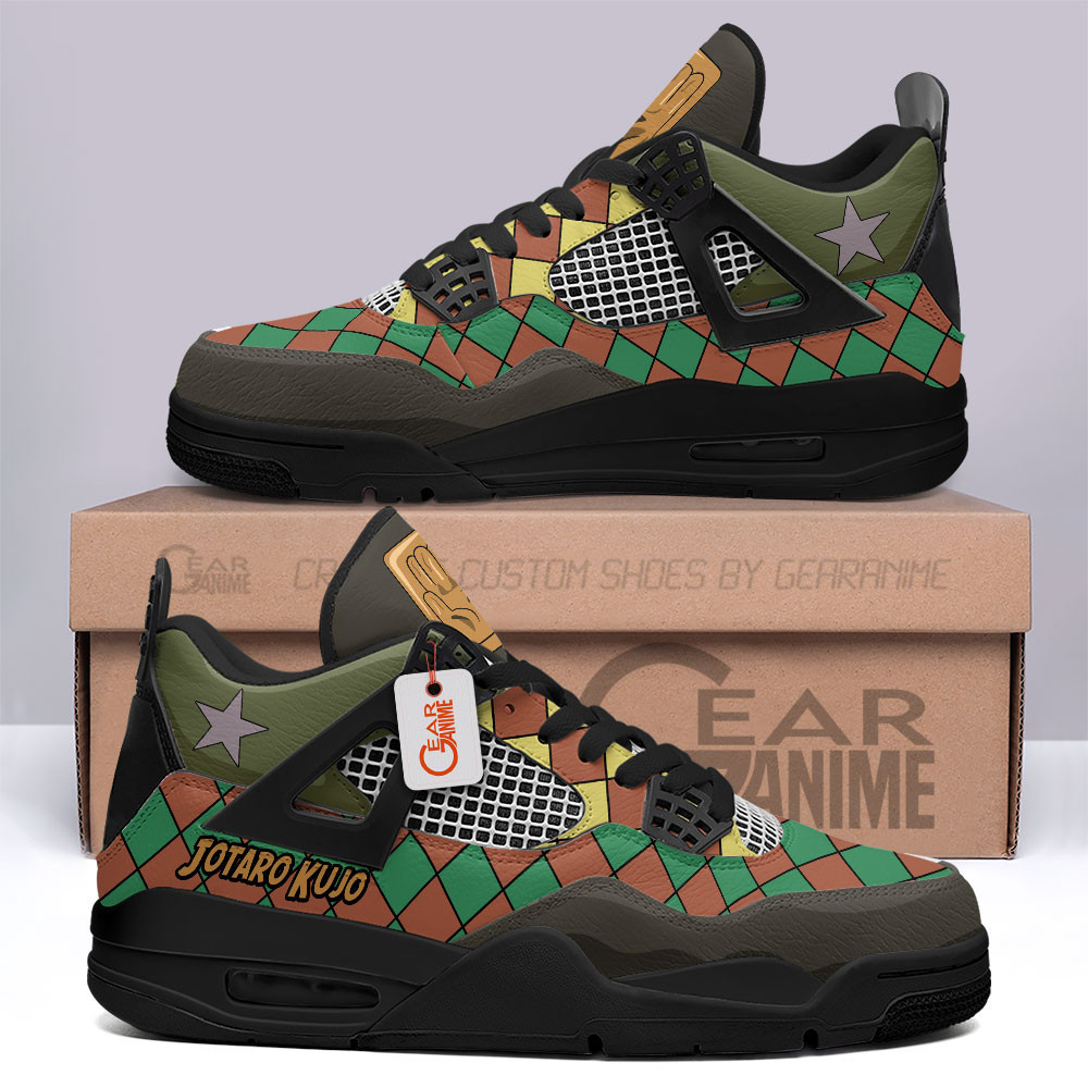 Jotaro Kujo Retro 4 Leather Sneakers Custom Name