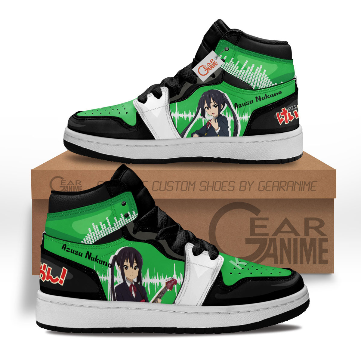 K-On! Azusa Nakano Custom Anime Kids High-Top Leather Sneakers MV0603