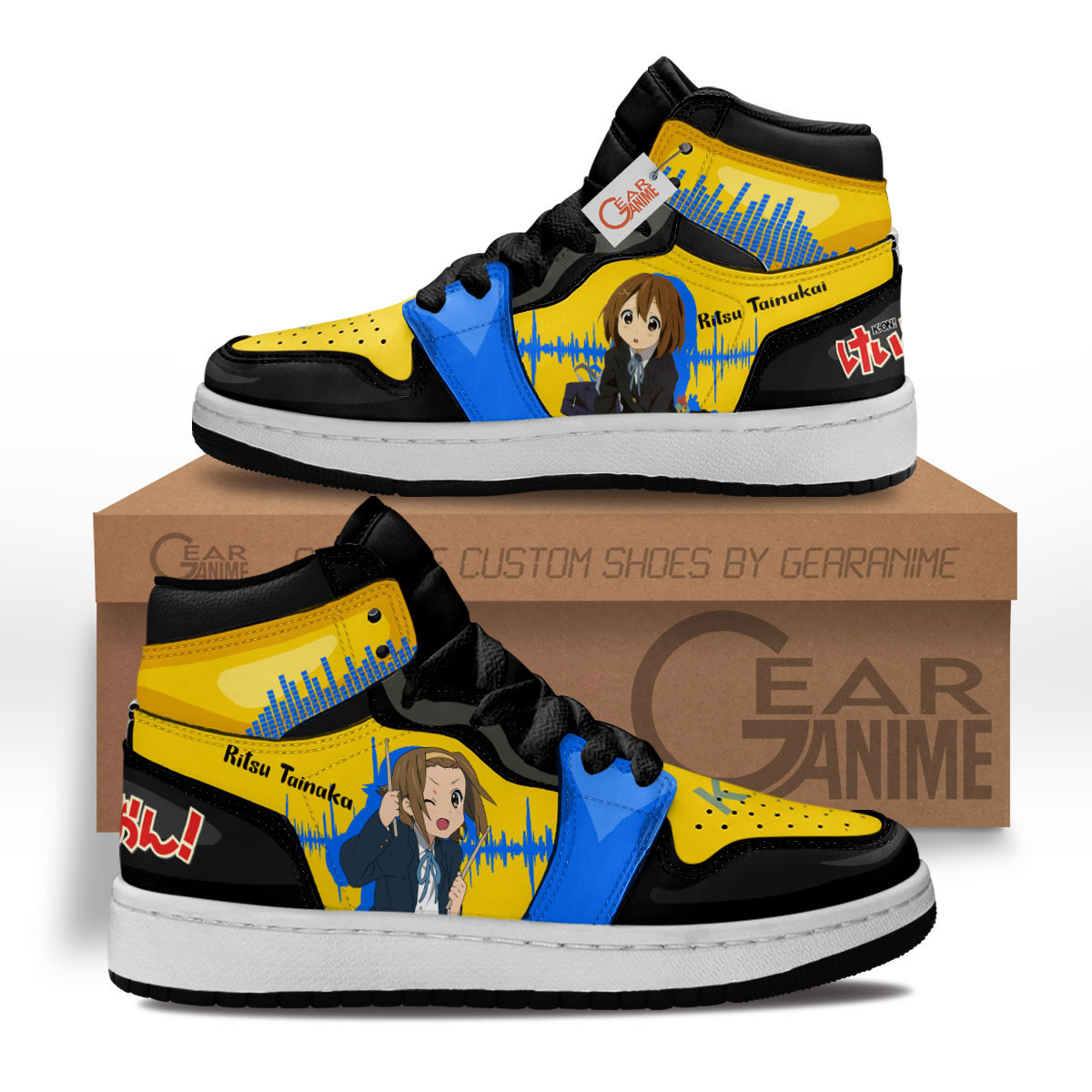 K-On! Ritsu Tainaka Custom Anime Kids High-Top Leather Sneakers MV0603