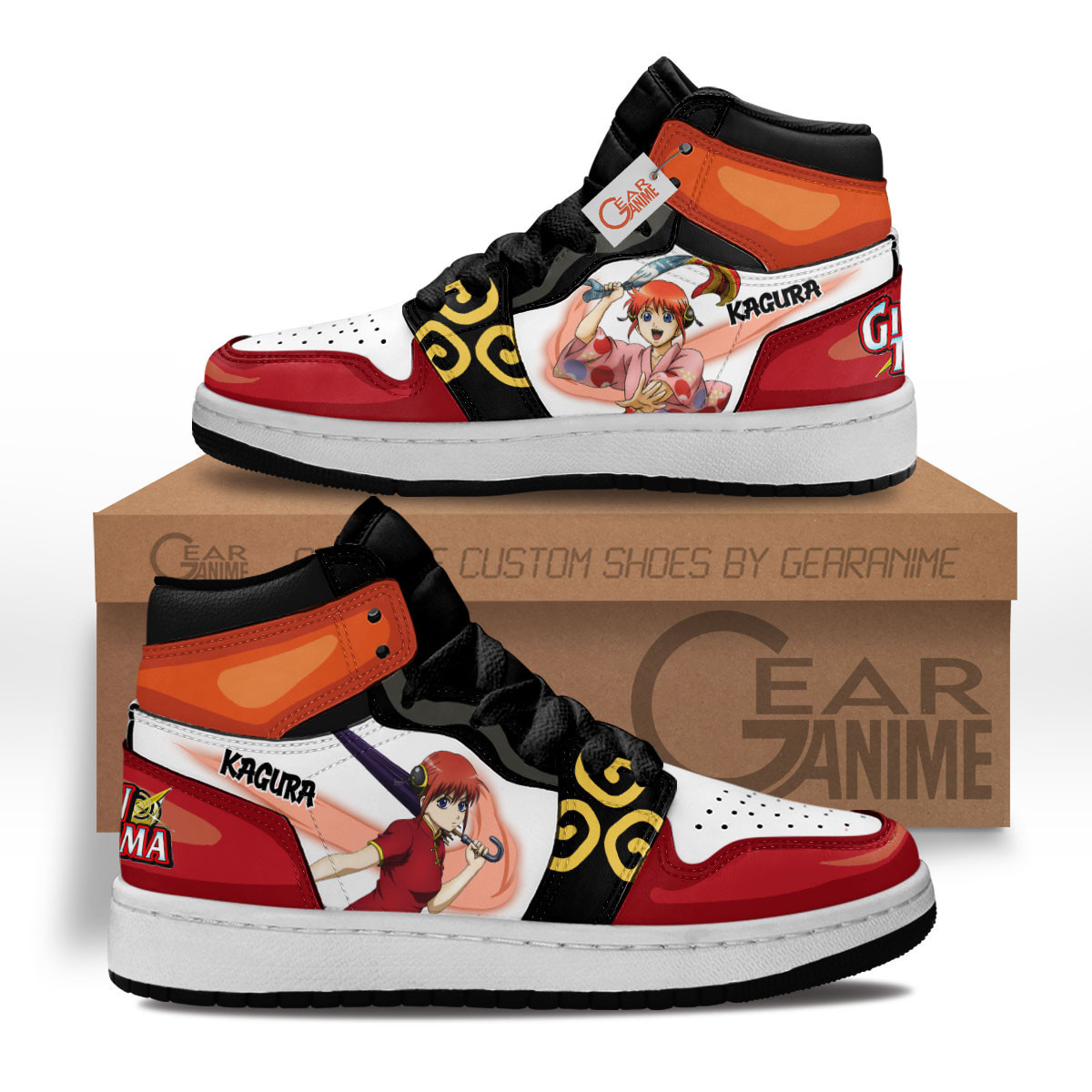 Kagura Custom Anime Kids High-Top Leather Sneakers MV1302