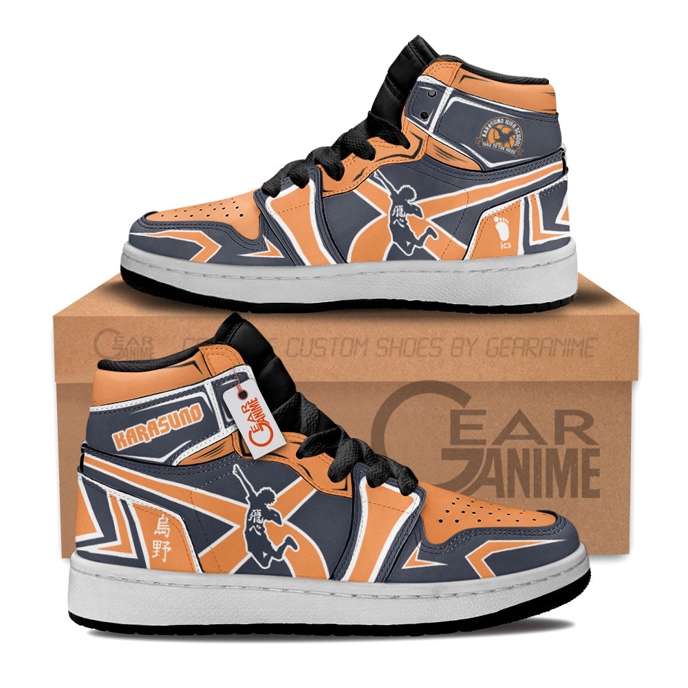 Karasuno Custom Anime Kids High-Top Leather Sneakers Personalized