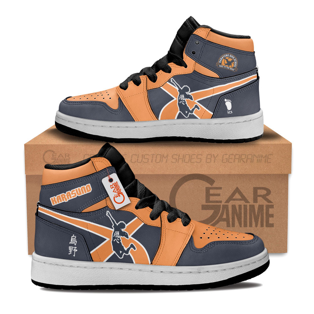 Karasuno Team Custom Anime Kids High-Top Leather Sneakers Personalized