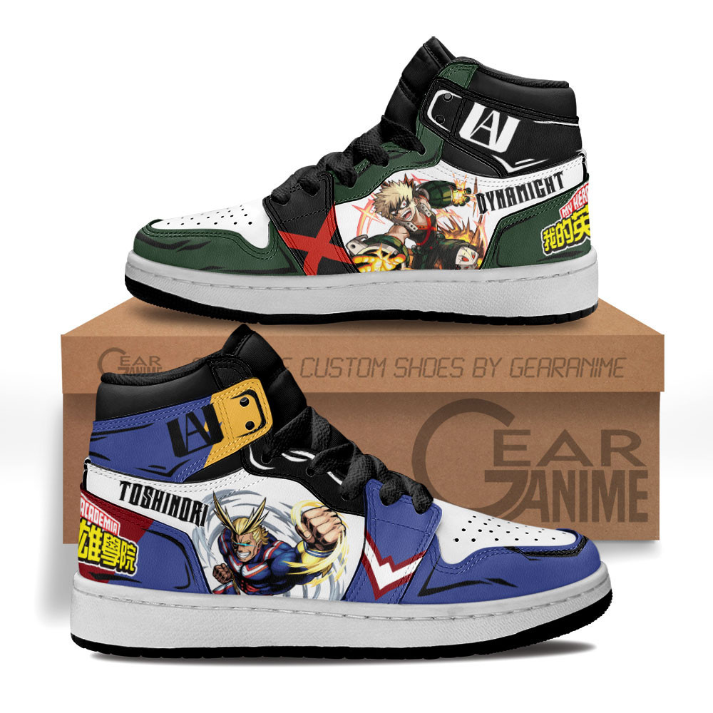 Katsuki and All Might Custom Anime Kids High-Top Leather Sneakers