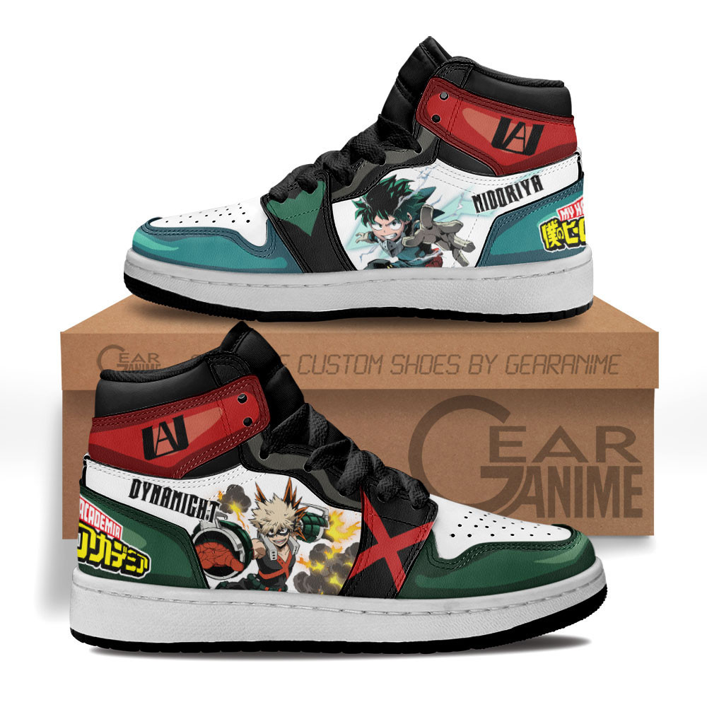 Katsuki Bakugo and Izuku Midoriya Custom Anime Kids High-Top Leather Sneakers