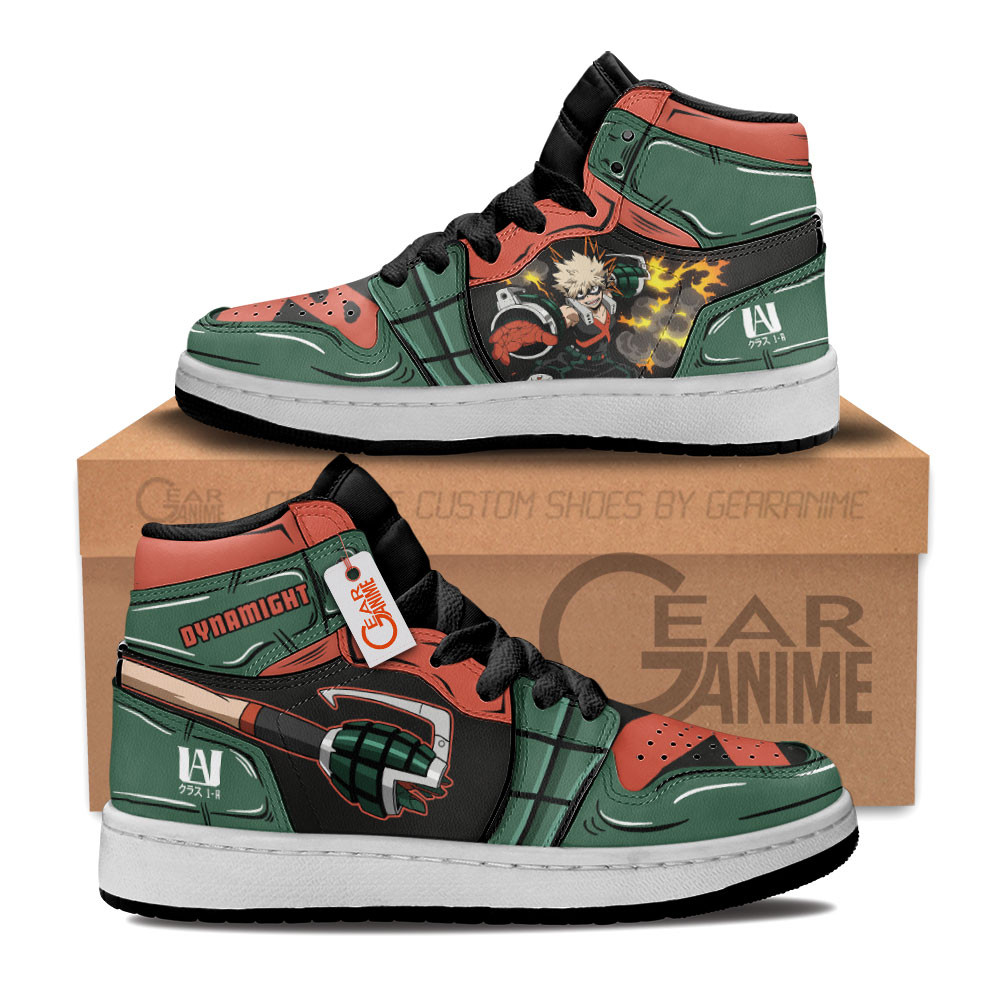 Katsuki Bakugo Custom Anime Kids High-Top Leather Sneakers Personalized