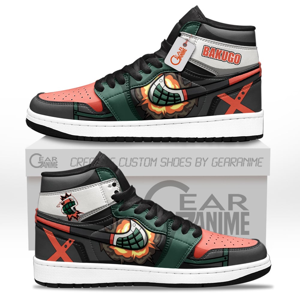 Katsuki Bakugo High-Top Leather Sneakers Custom Name