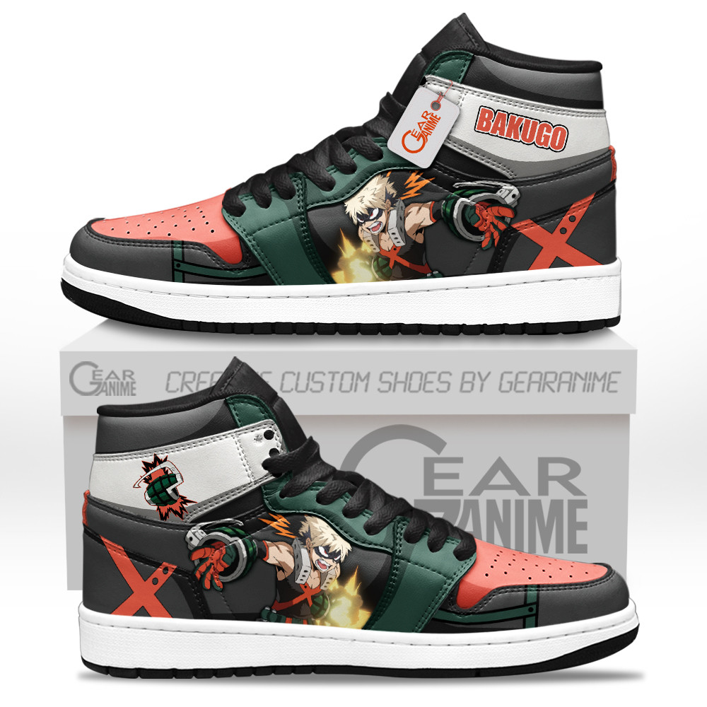 Katsuki Bakugo High-Top Leather Sneakers Custom Name