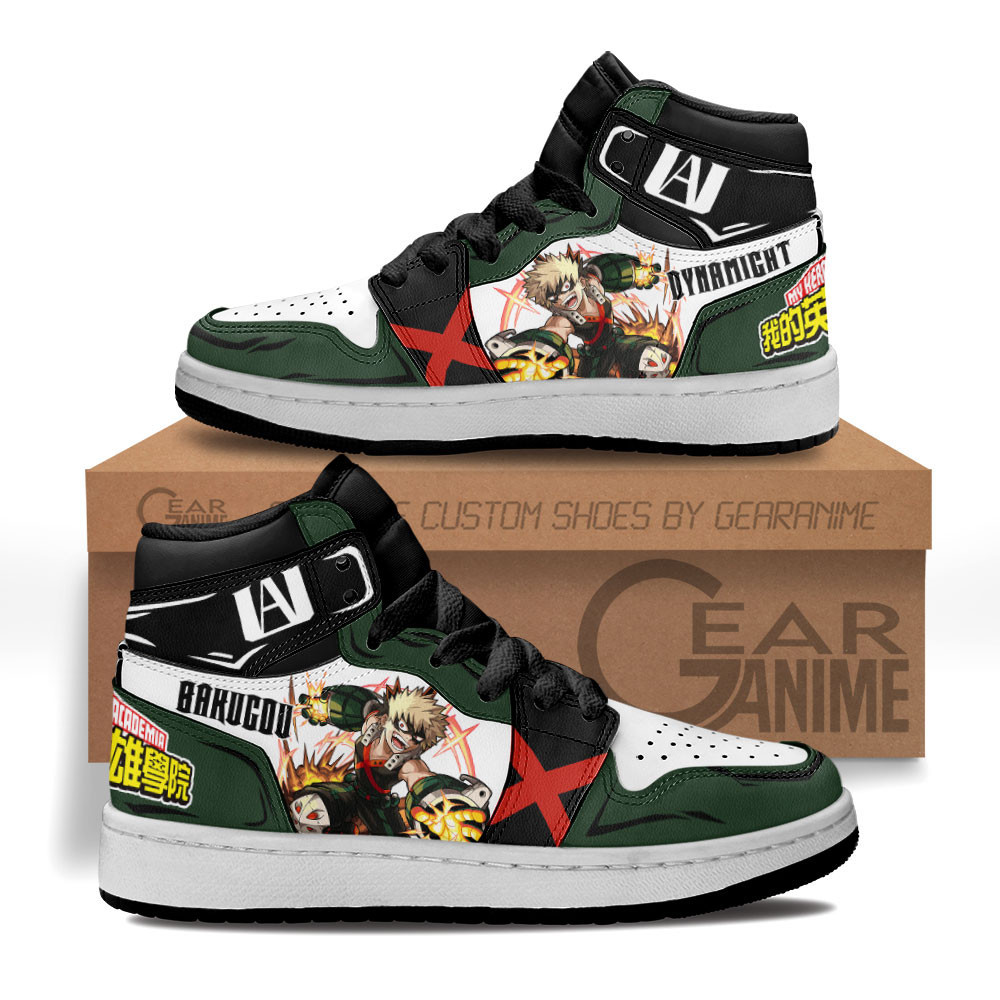 Katsuki Bakugou Custom Anime Kids High-Top Leather Sneakers