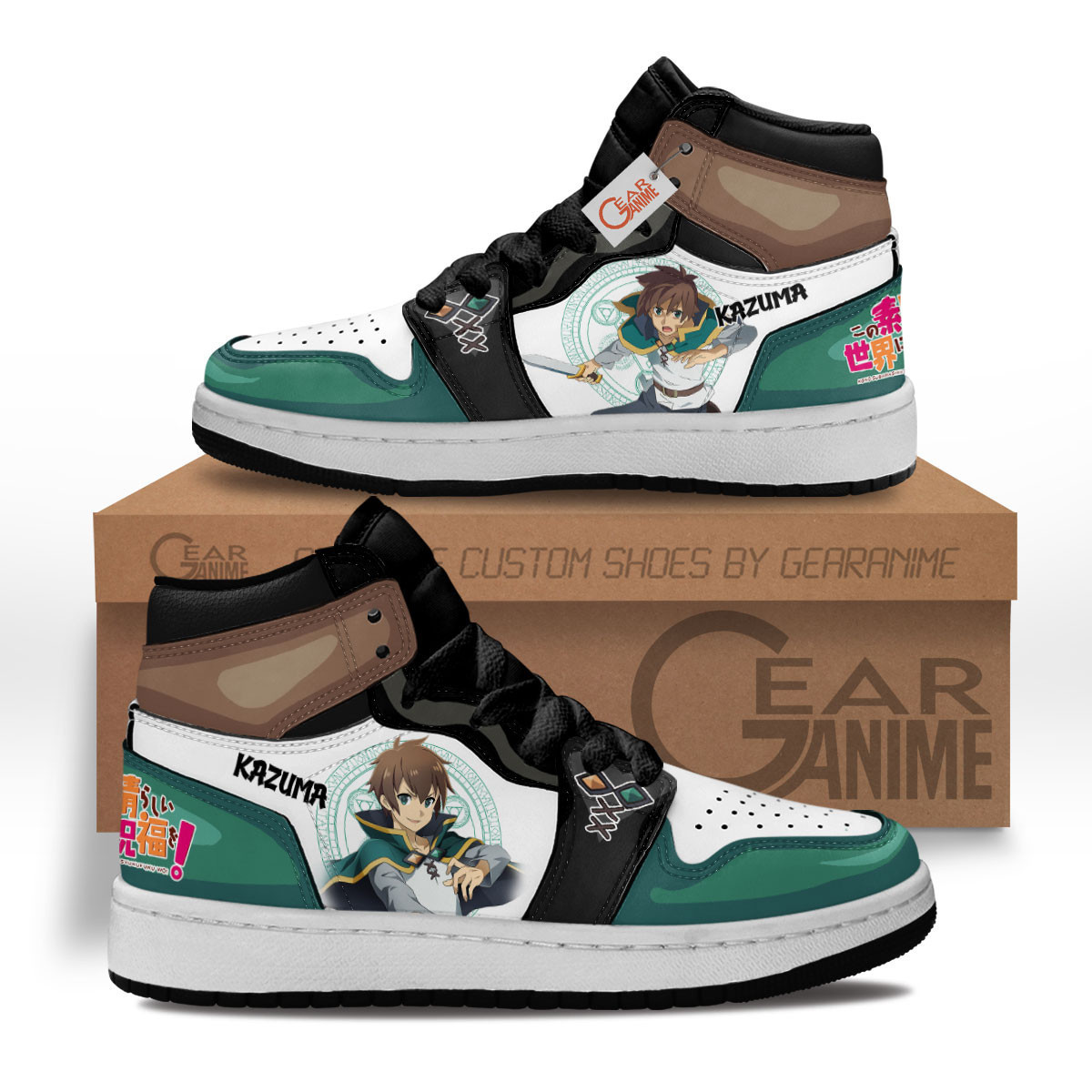 Kazuma Satou Custom Anime Kids High-Top Leather Sneakers KonoSuba MV1302