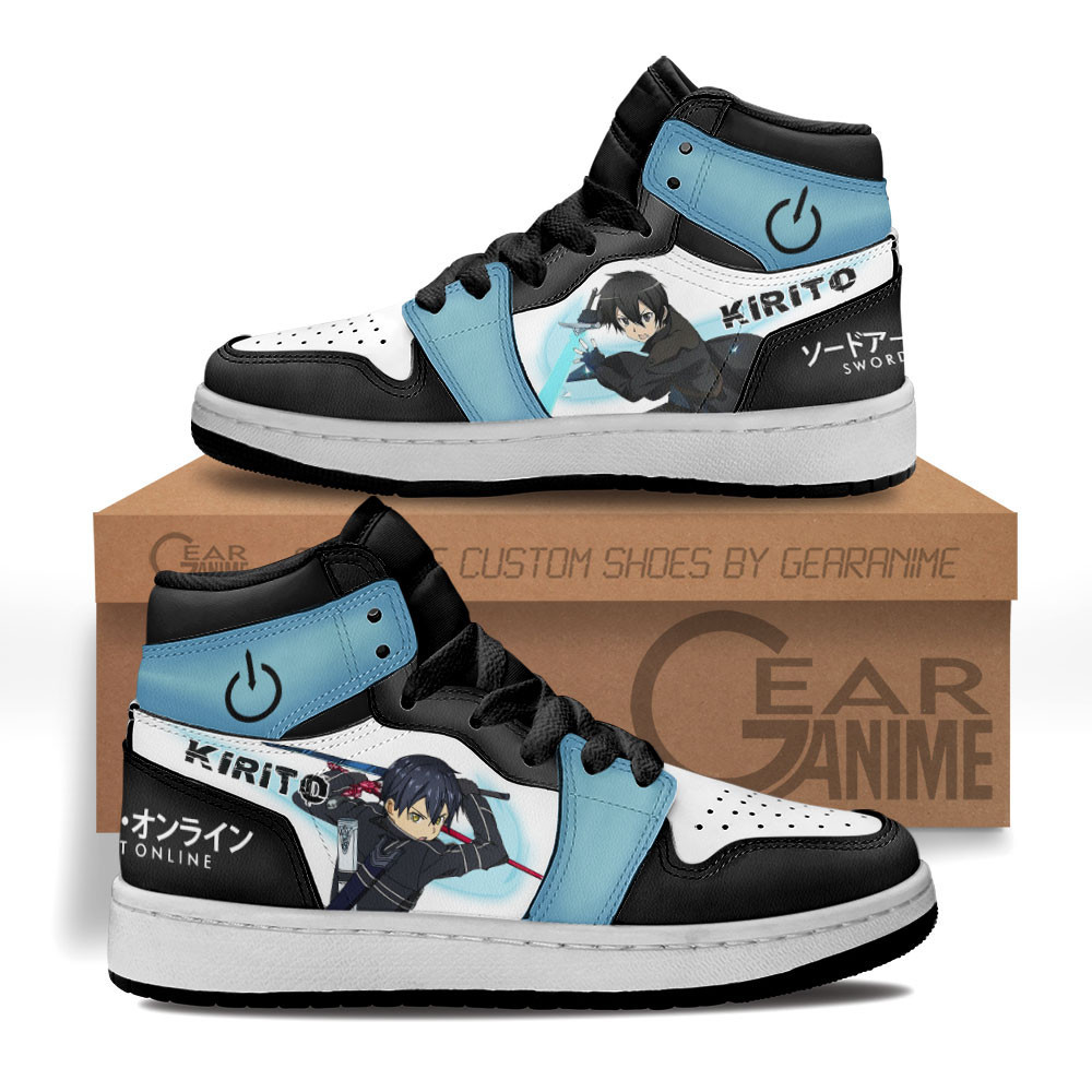 Kazuto Kirigaya Kirito Custom Anime Kids High-Top Leather Sneakers