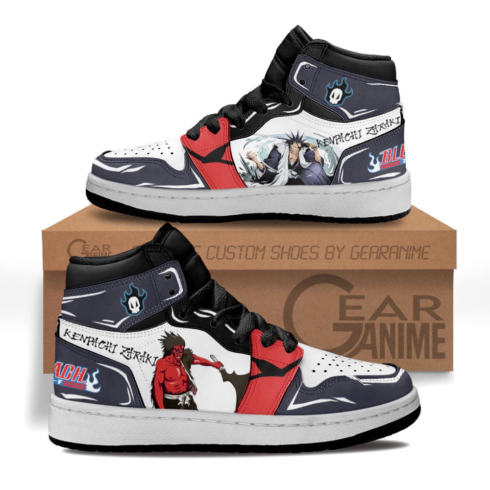 Kenpachi Zaraki Custom Anime Kids High-Top Leather Sneakers