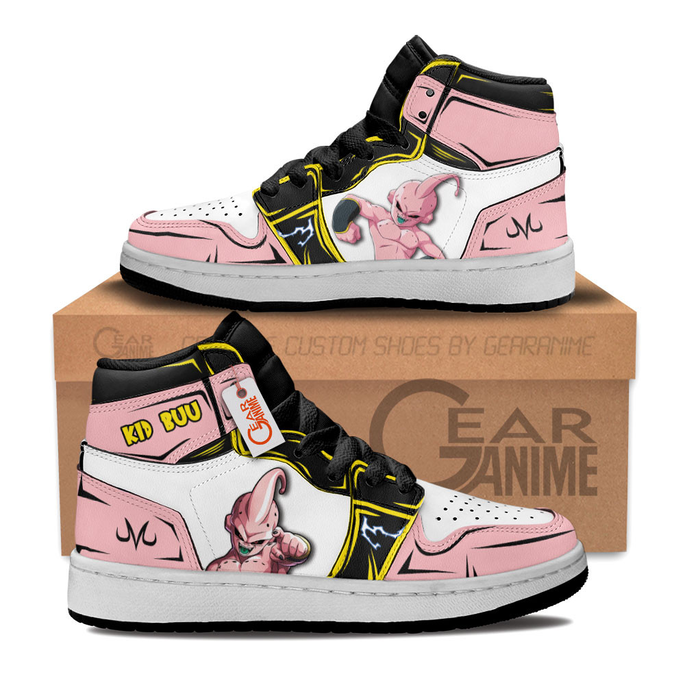 Kid Buu Custom Anime Kids High-Top Leather Sneakers Personalized