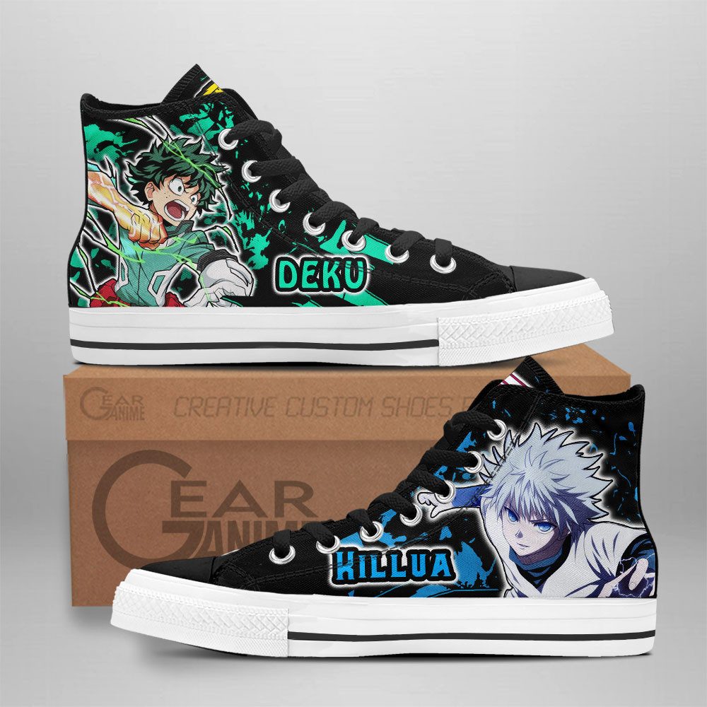 Killua and Deku Custom Anime High-Top Canvas Shoes Crossover Anime