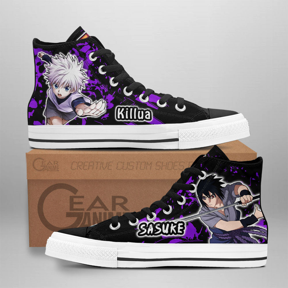 Killua Zoldyck and Sasuke Uchiha Custom Anime High-Top Canvas Shoes NTT210