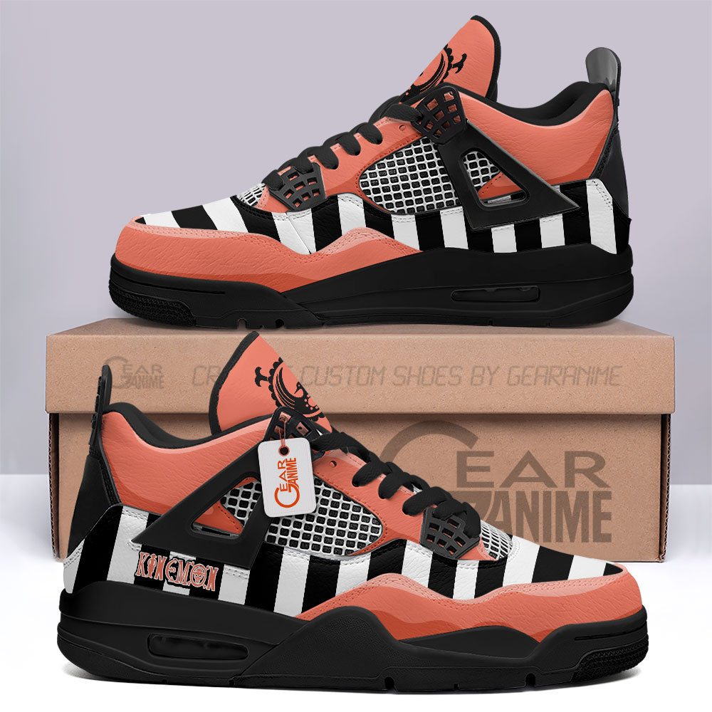 Kinemon Retro 4 Leather Sneakers Foxfire Custom Name