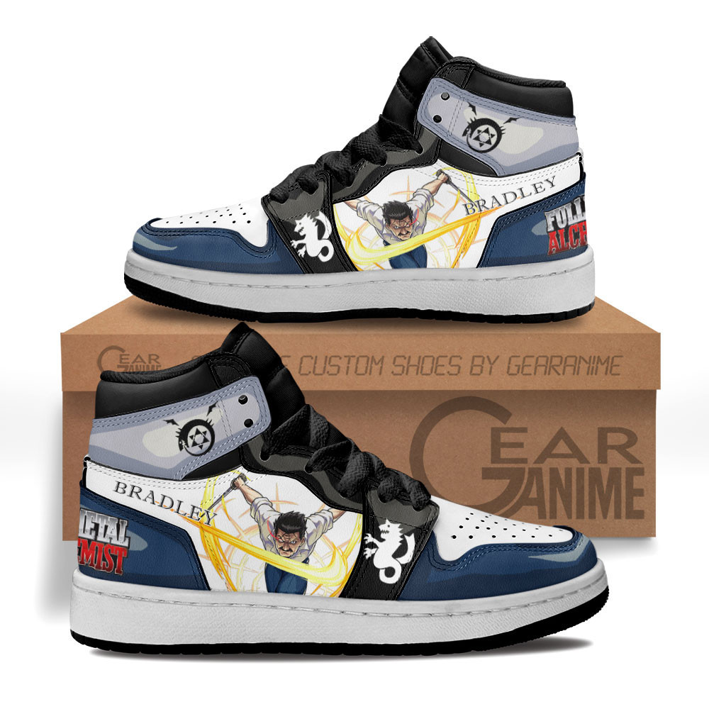 King Bradley Custom Anime Kids High-Top Leather Sneakers