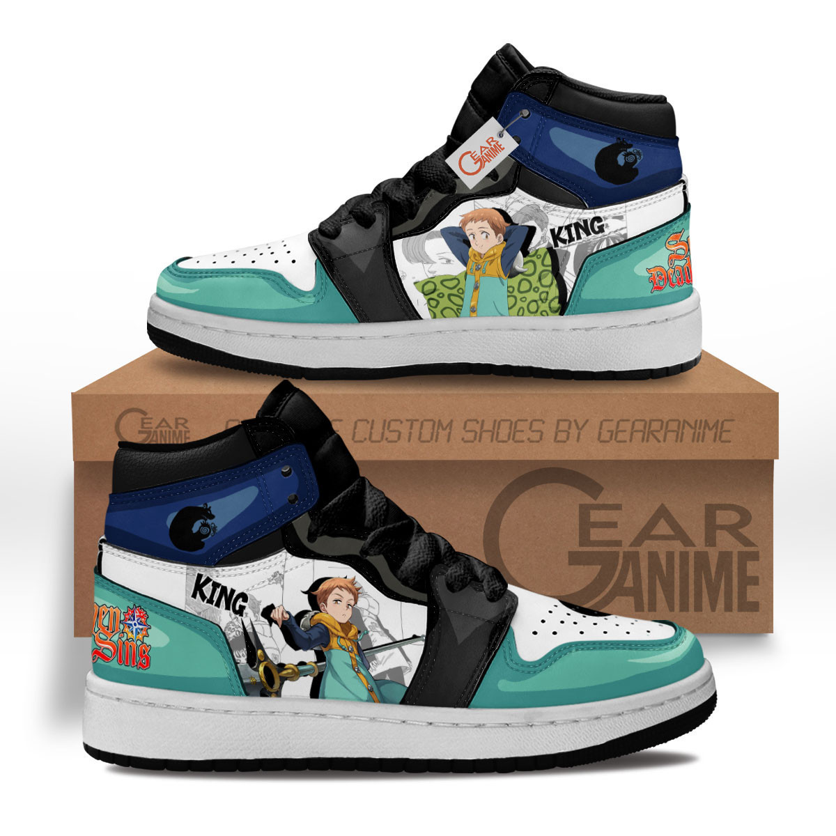 King Custom Anime Kids High-Top Leather Sneakers MV1503