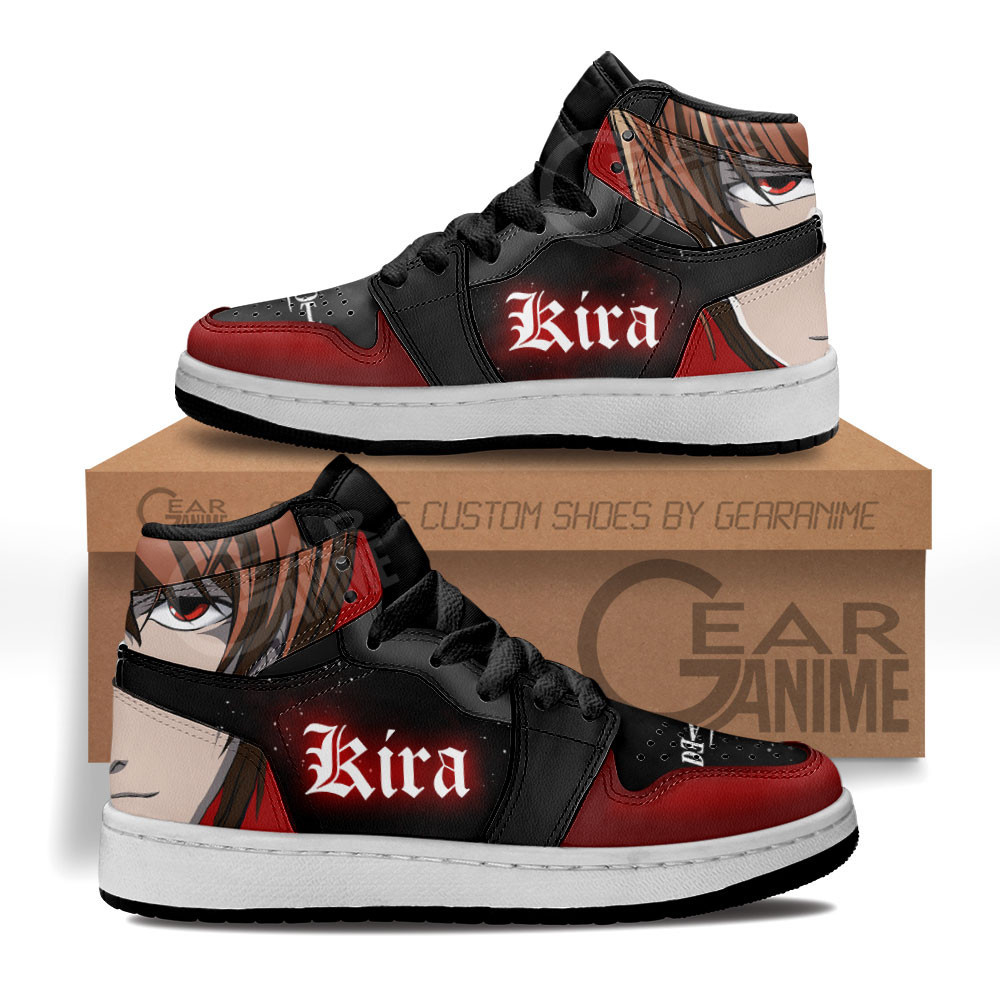 Kira Light Yagami Custom Anime Kids High-Top Leather Sneakers Death Note MV1307