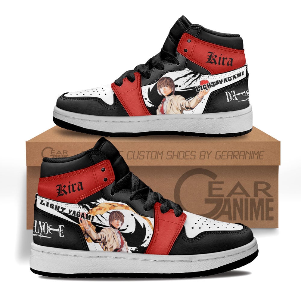 Kira Light Yagami Custom Anime Kids High-Top Leather Sneakers Death Note Shoes MV2802