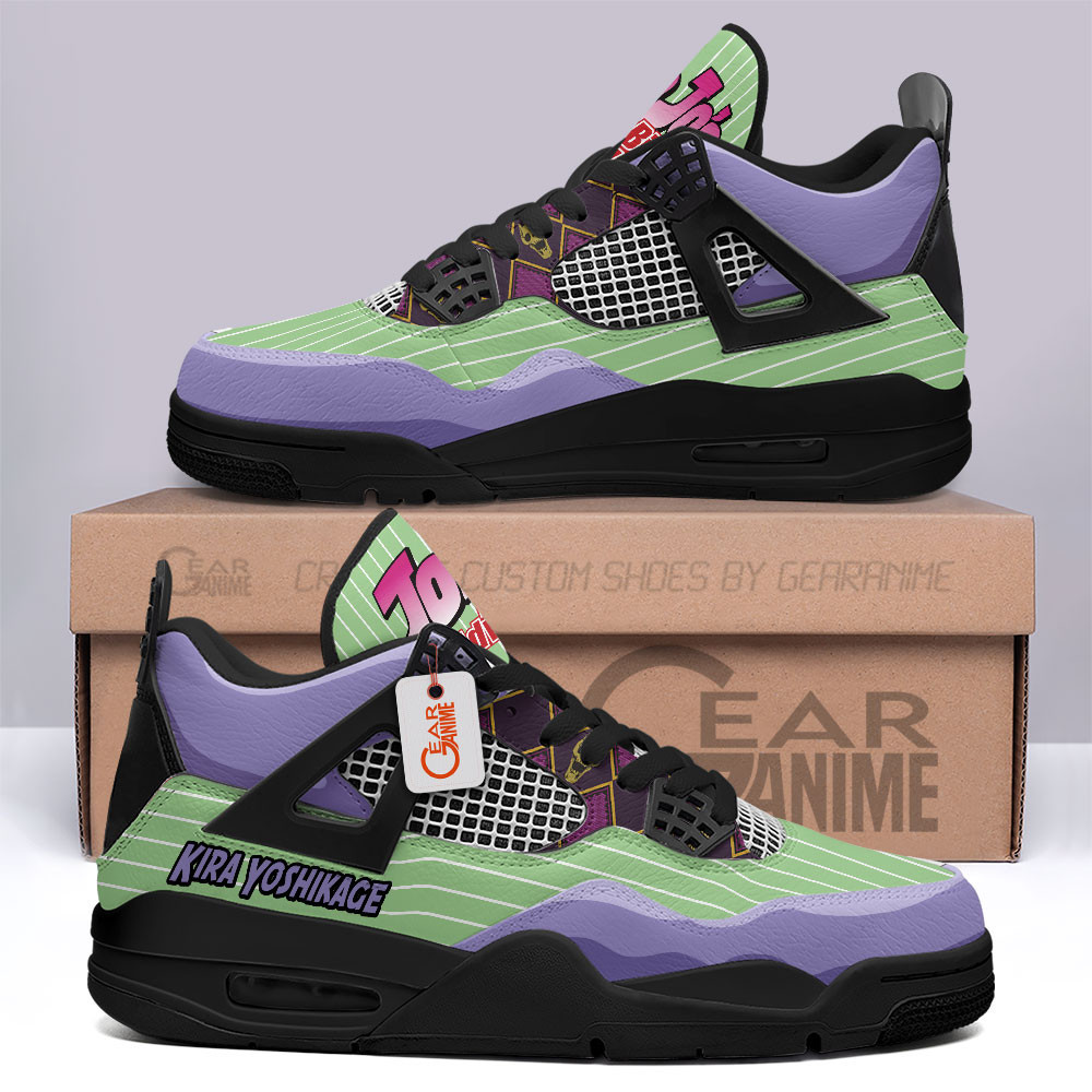 Kira Yoshikage Retro 4 Leather Sneakers Custom Name