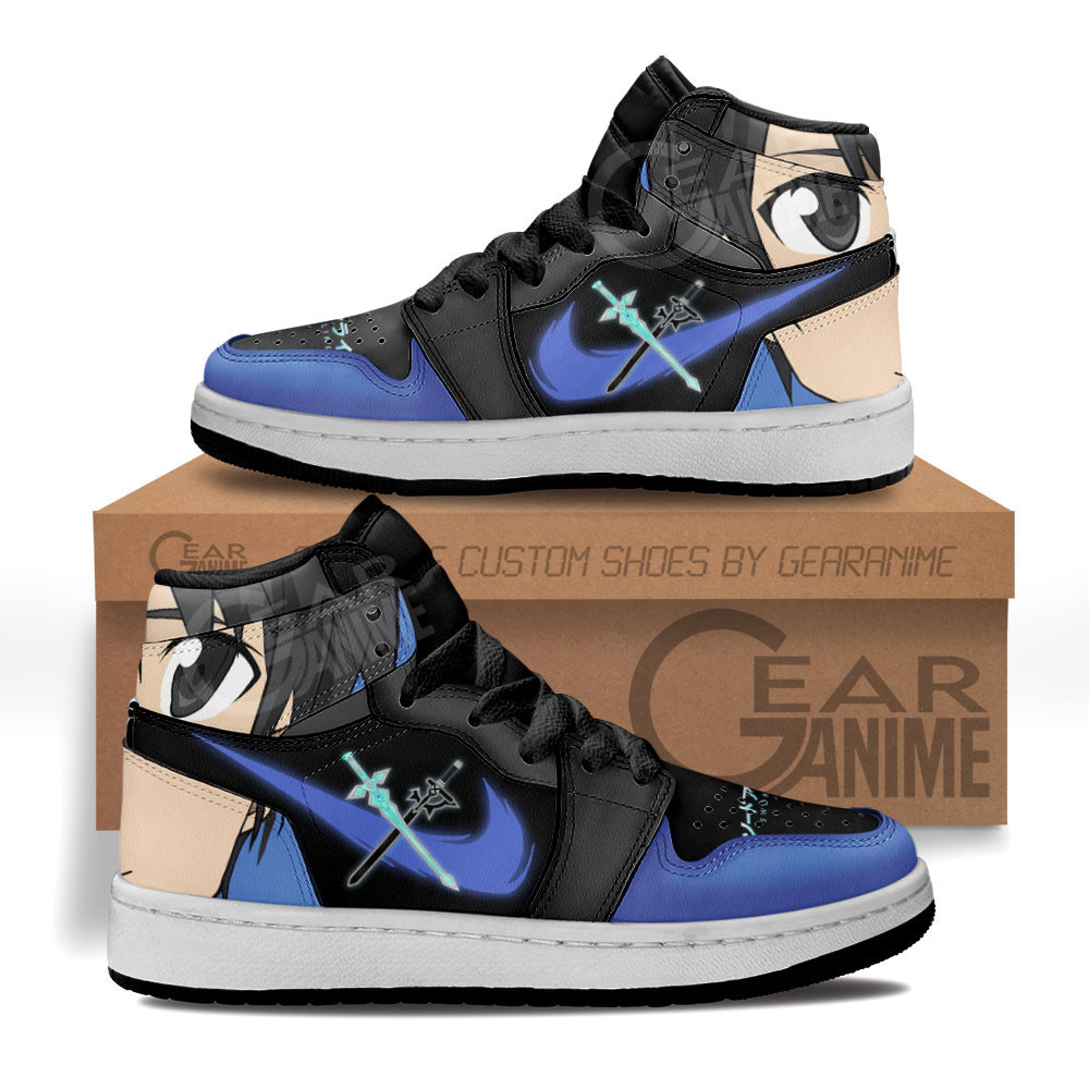 Kirito Custom Anime Kids High-Top Leather Sneakers MV1307