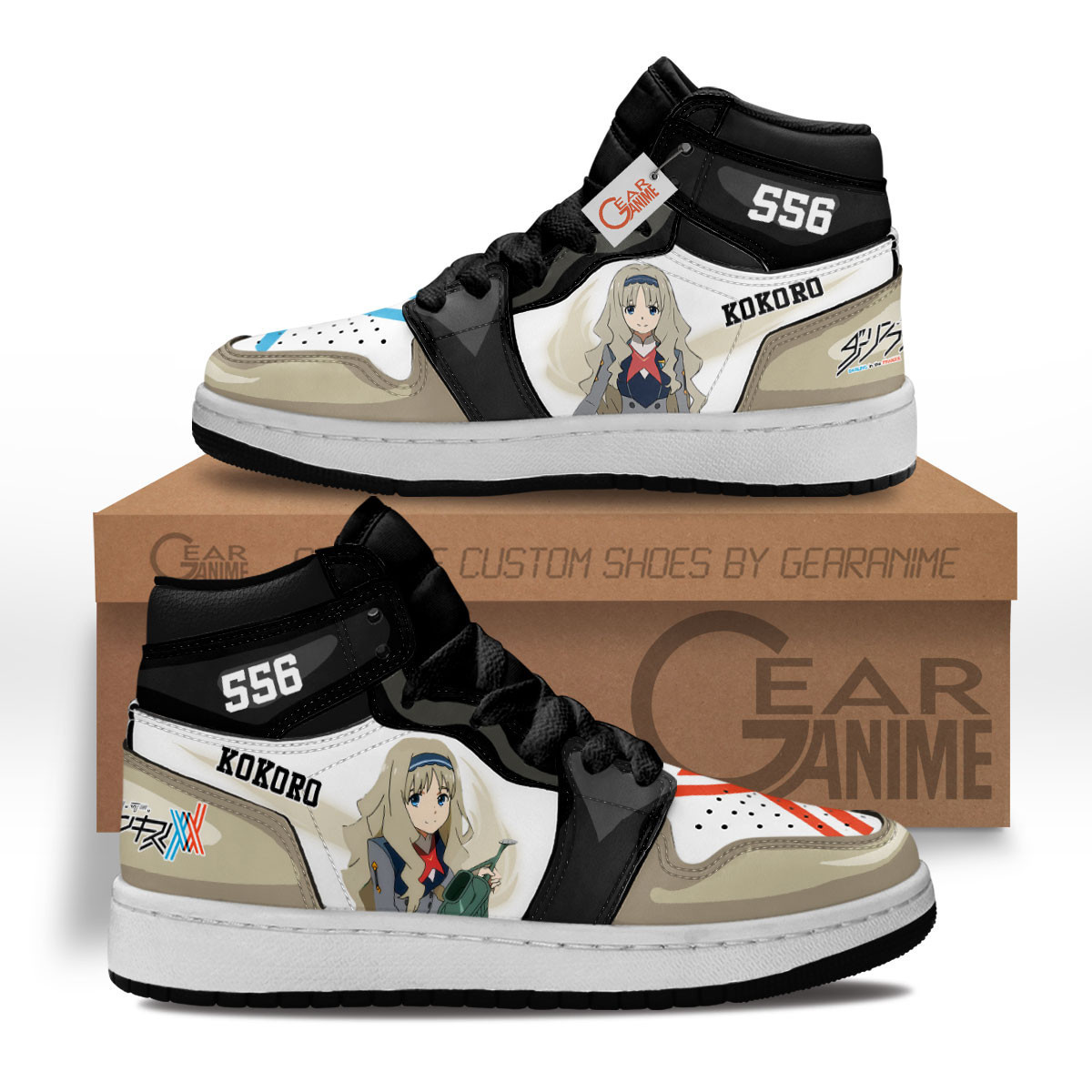 Kokoro Code 556 Custom Anime Kids High-Top Leather Sneakers MV1302