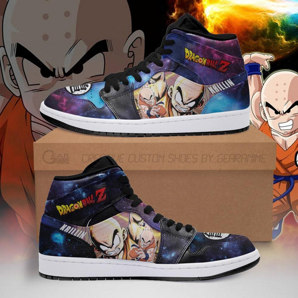 Krillin Custom Anime High-Top Leather Sneakers Galaxy