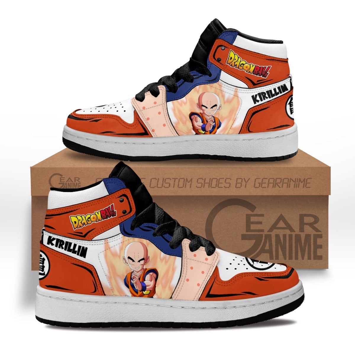 Krillin Custom Anime Kids High-Top Leather Sneakers