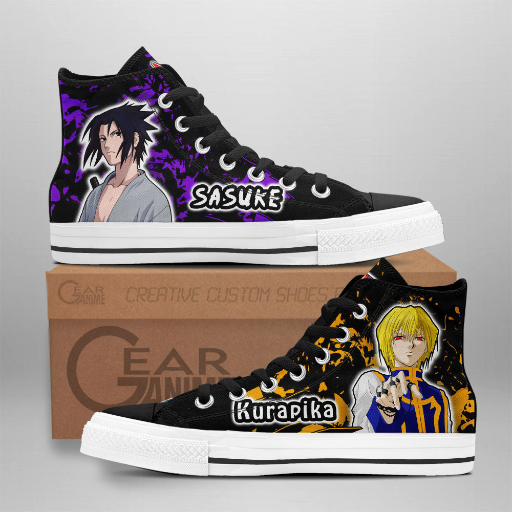 Kurapika and Sasuke Uchiha Custom Anime High-Top Canvas Shoes NTT210
