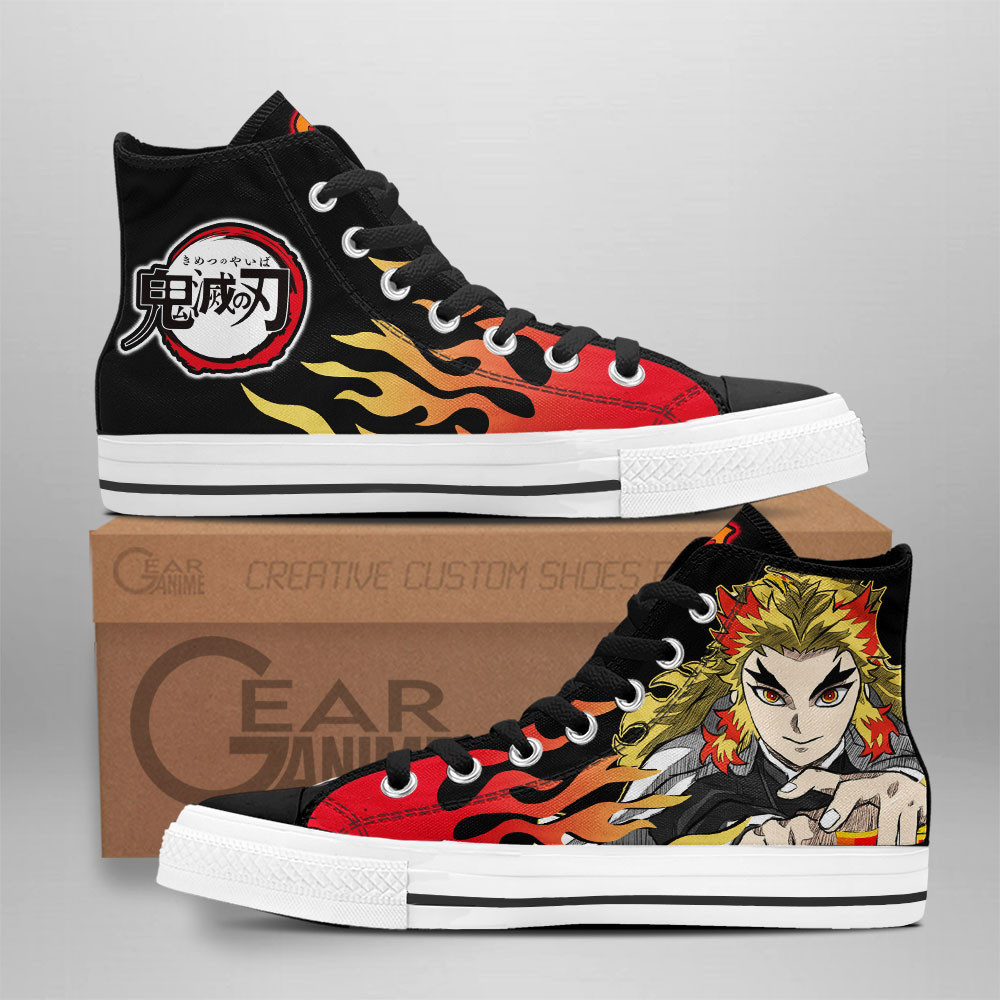 Kyojuro Rengoku Custom Anime High-Top Canvas Shoes Flame NTT090