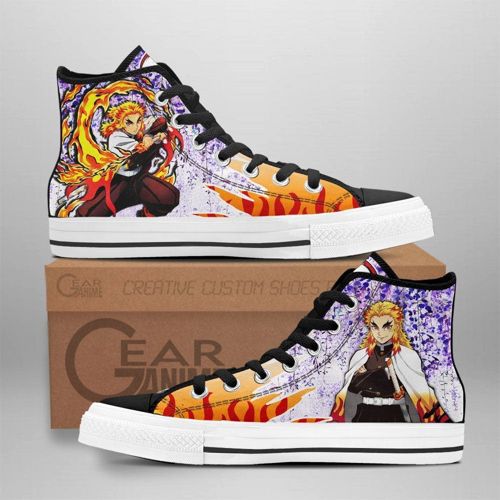 Kyojuro Rengoku Custom Anime High-Top Canvas Shoes Wisteria