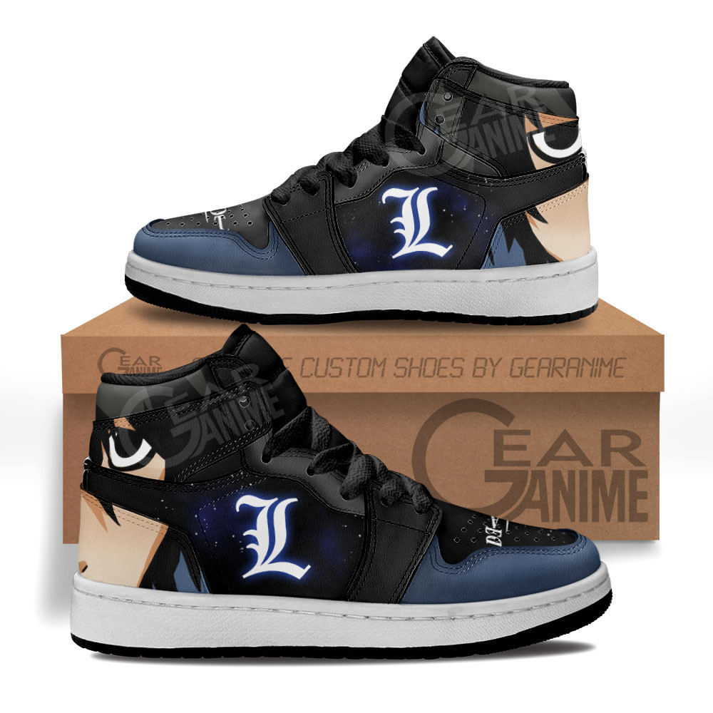 L Lawliet Custom Anime Kids High-Top Leather Sneakers Death Note MV1307