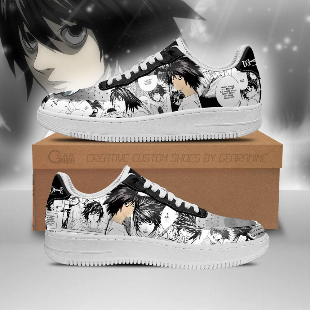 L Lawliet Custom Anime Low-Top Leather Sneakers