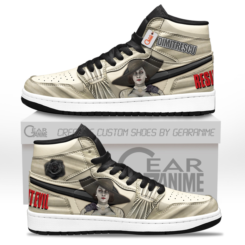 Lady Dimitrescu Custom Gaming High-Top Leather Sneakers Games Collection Personalized