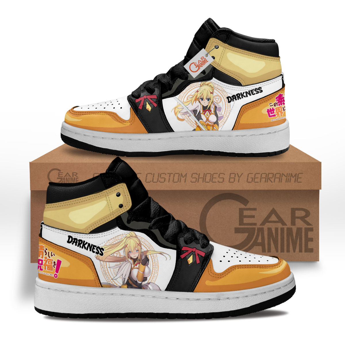 Lalatina Dustiness Ford Custom Anime Kids High-Top Leather Sneakers KonoSuba MV1302